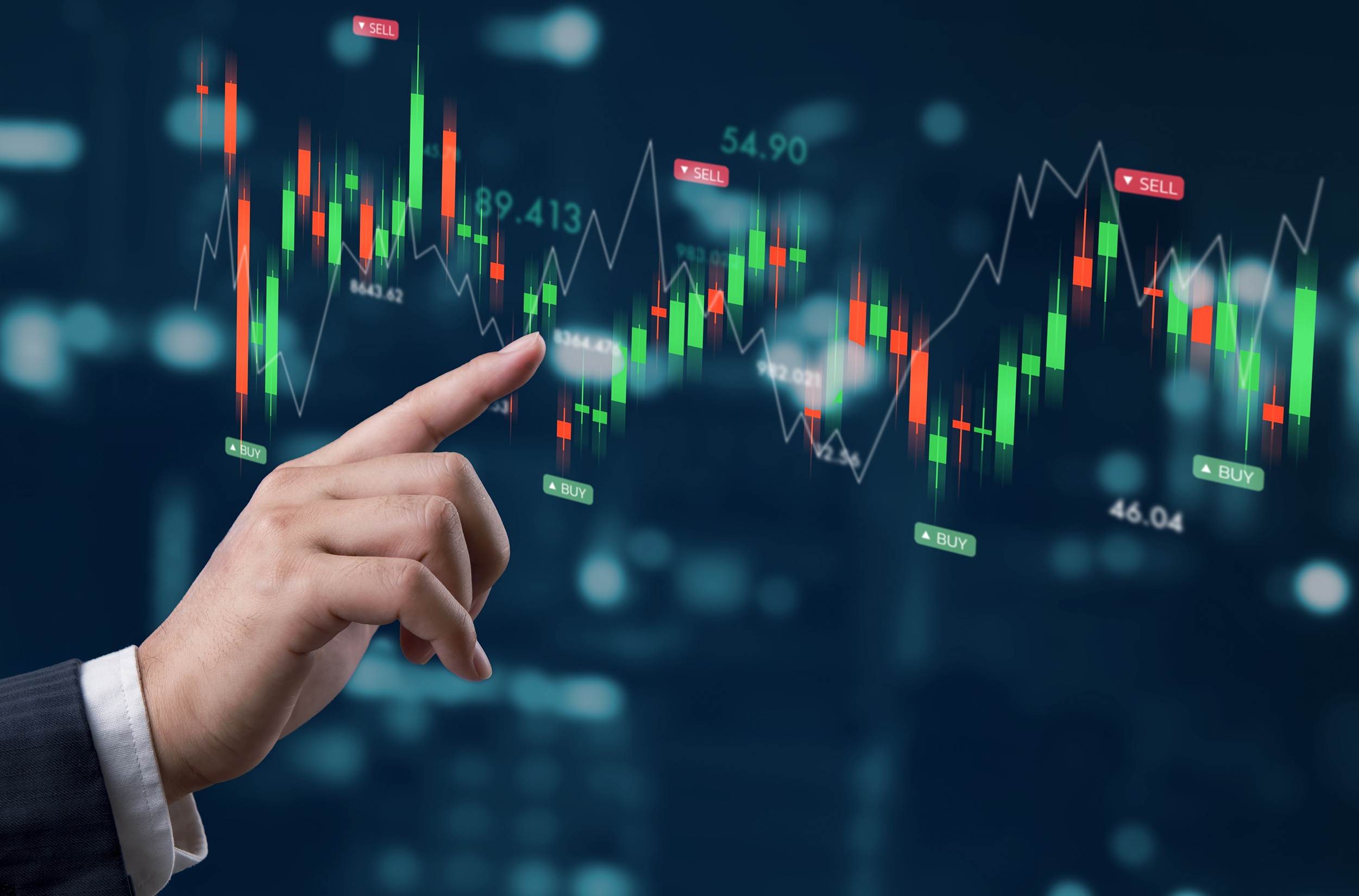 Investor,Hand,Choosing,Entry,Point,Stock,Exchange,Graph,Showing,Candlestick